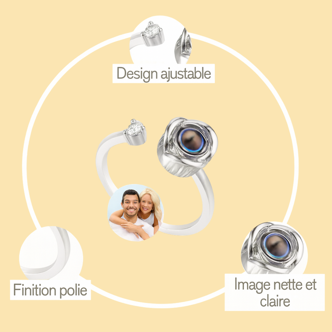 Mémoring™ - Bague personnalisée à projection photo